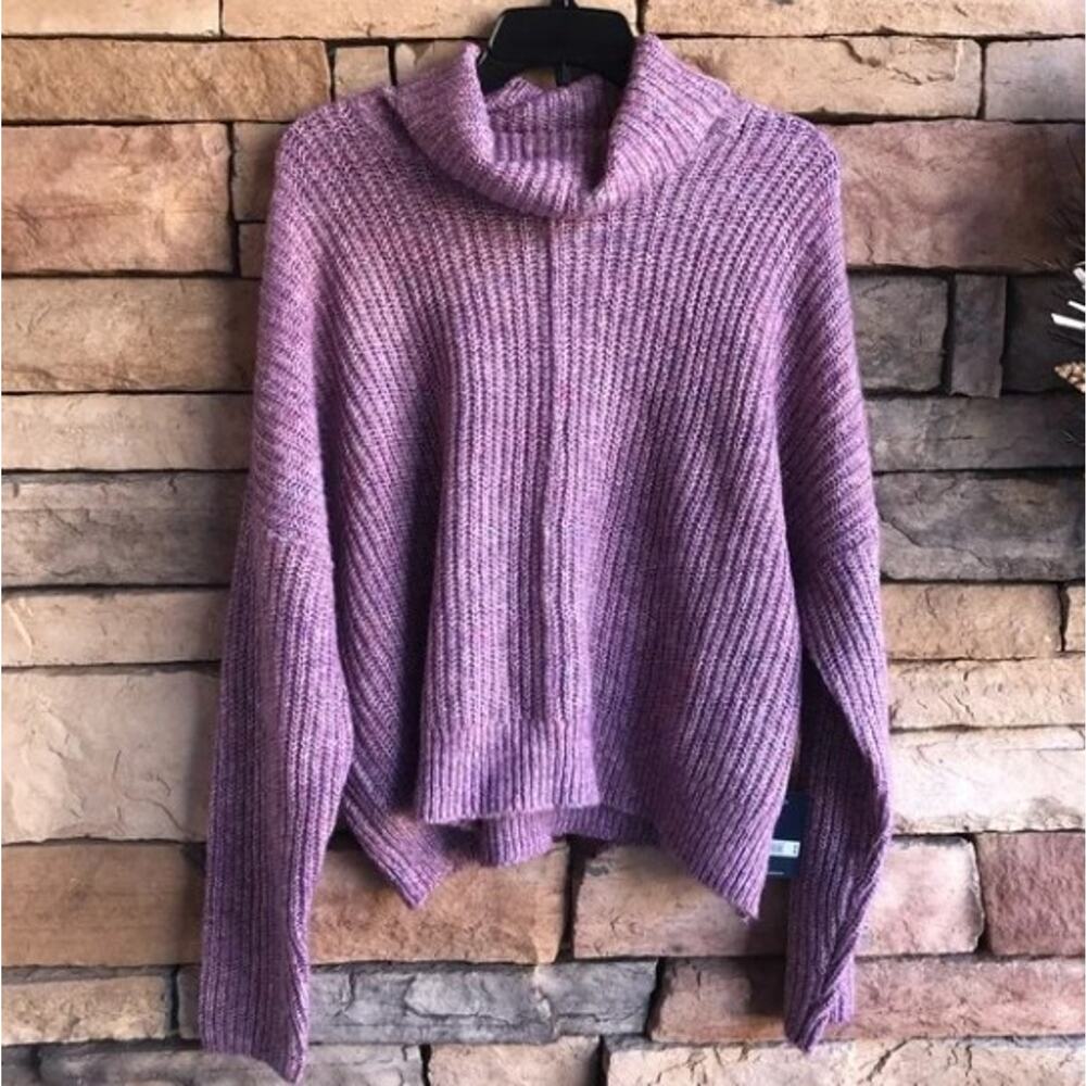 Lucky Brand purple turtleneck cropped sweater sz S